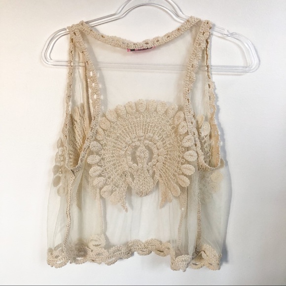 Betsey Johnson Boho Crochet Vest Cream Size Small - Picture 1 of 2